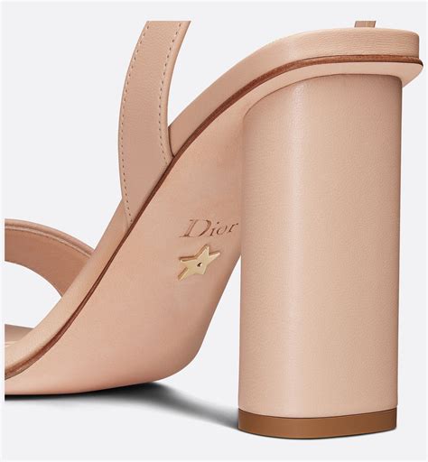 dior 897|Dway Heeled Sandal Nude Embroidered Satin and Lambskin.